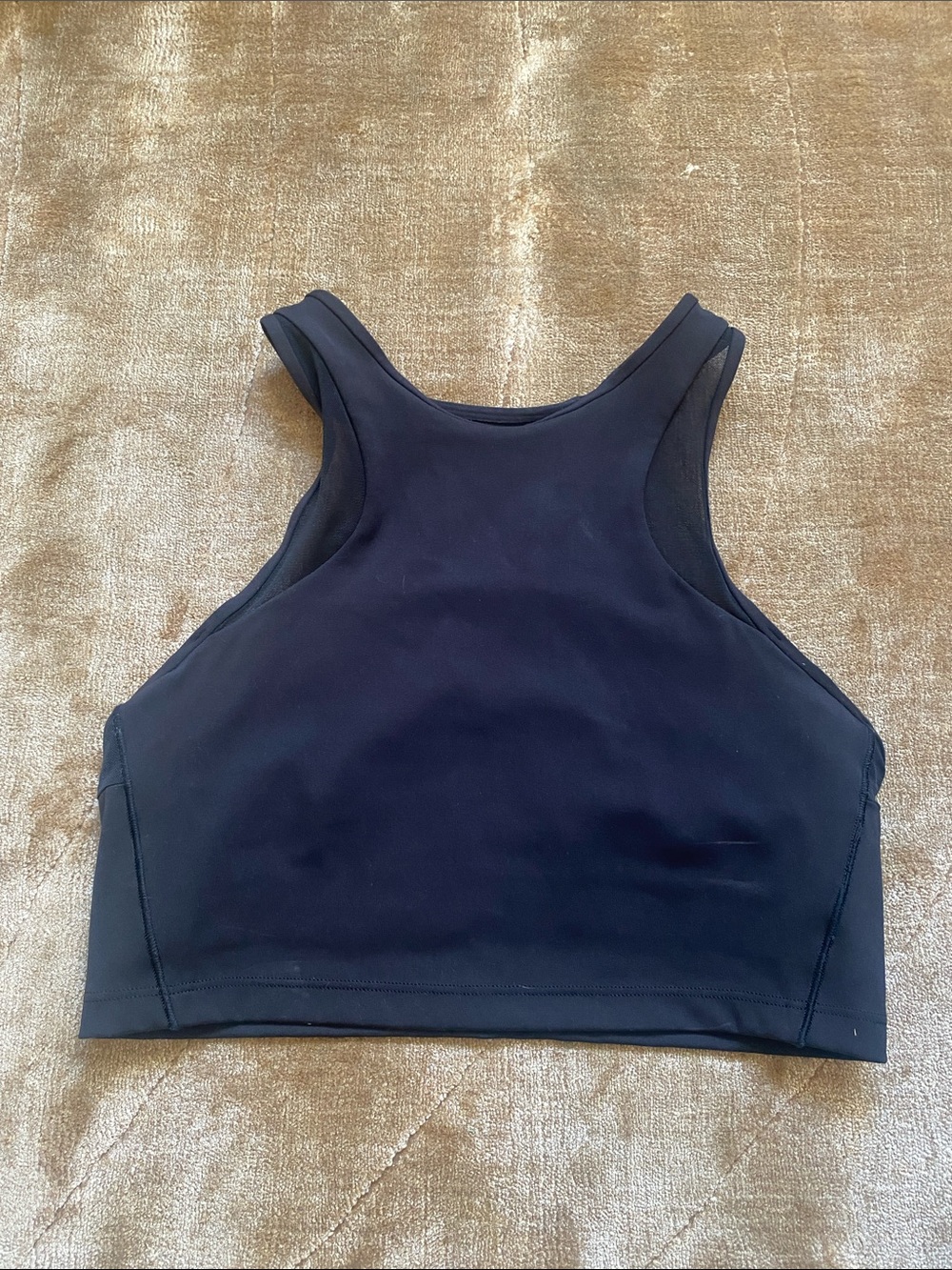 Athleta Black High-Neck mesh conscious crop bra